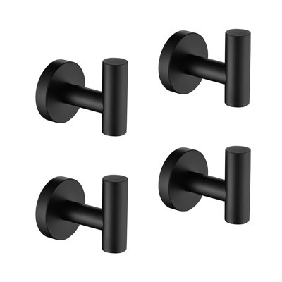 4 Pieces Towel Hook Stainless Steel Matte Black Wall Mounted Rustproof Scratch Resistant