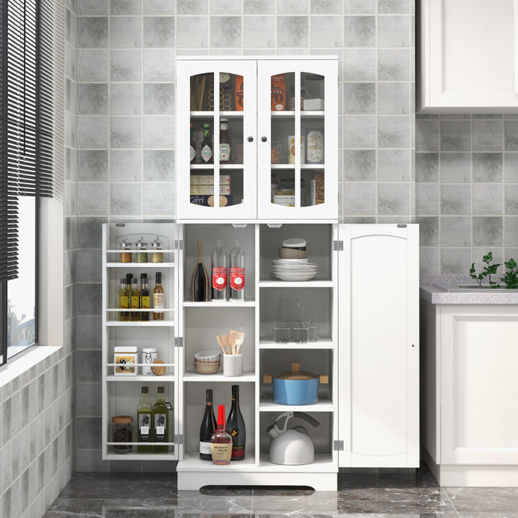Kitchen Pantry Storage Cabinet, 71'' Kitchen Pantry Cabinet with 6 Doors,  White Pantry Cabinets for Kitchen Storage with Adjustable Shelves, Pantry