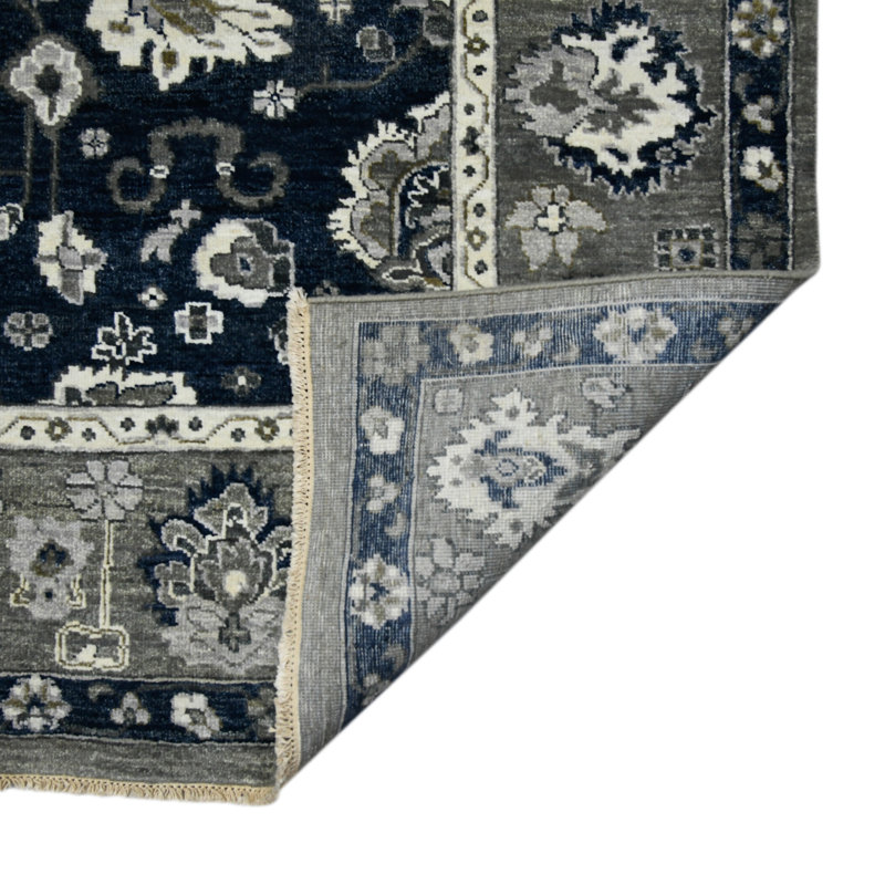Nuit Arabe Wool Geometric Area Rug in Blue, Rectangle 9' x 12'