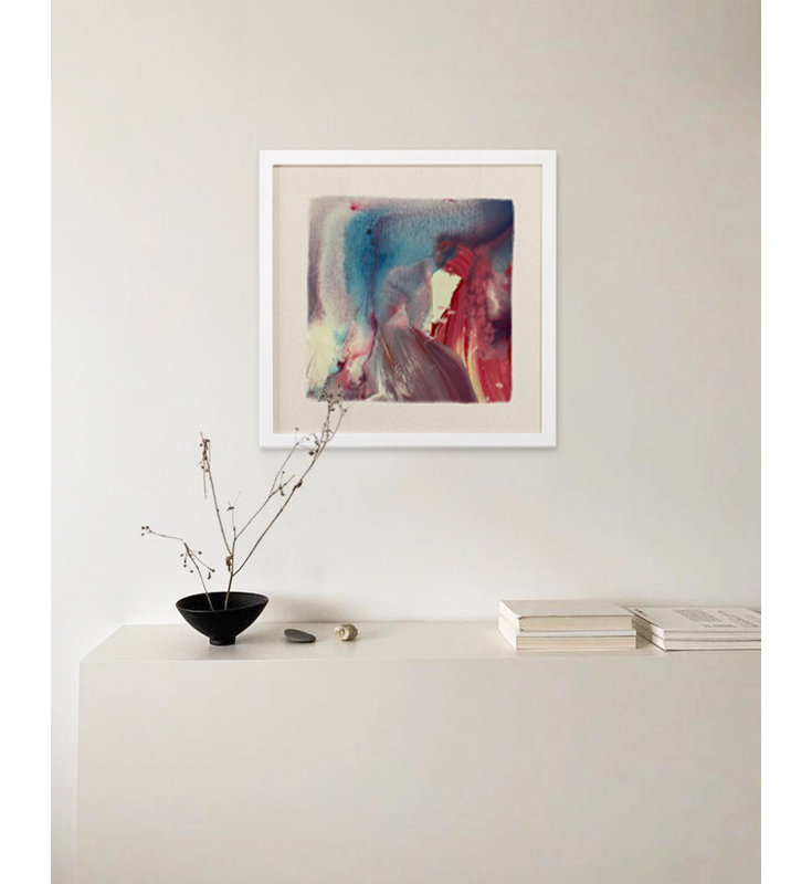 Écharpe en soie encadrée en édition limitée 12 po x 12 po «Fall on Me # 1» par Fanyu Lin, H 16 po x l 16 po