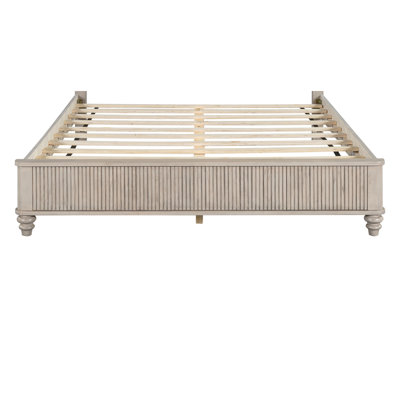 Queen Size Solid Wood Bed Frame Accessories Package - Beige Finish with Heavy-Duty MDF, Metal, and Rubber Wood