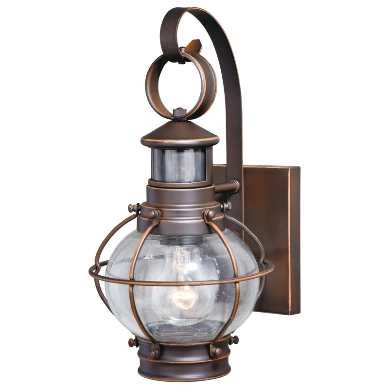 Sutton Steel Wall Light, 13.5" H x 6.75" W x 8" D, Burnished Bronze
