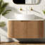 Meuble-lavabo moderne gain d'espace avec lavabo en céramique beige et pierre de travertin