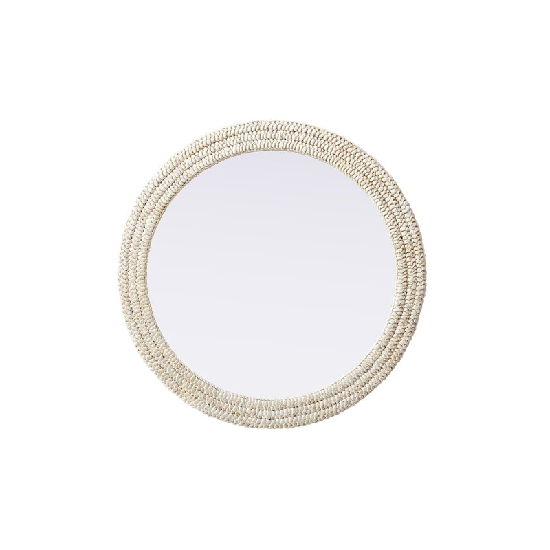 Oval Cornhusk Mirror in Linen White, 36" x 36"