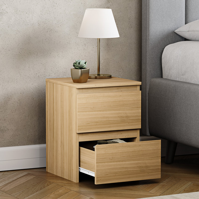 Cunha 29.5cm W Manufactured Wood Bedside Table, Pine