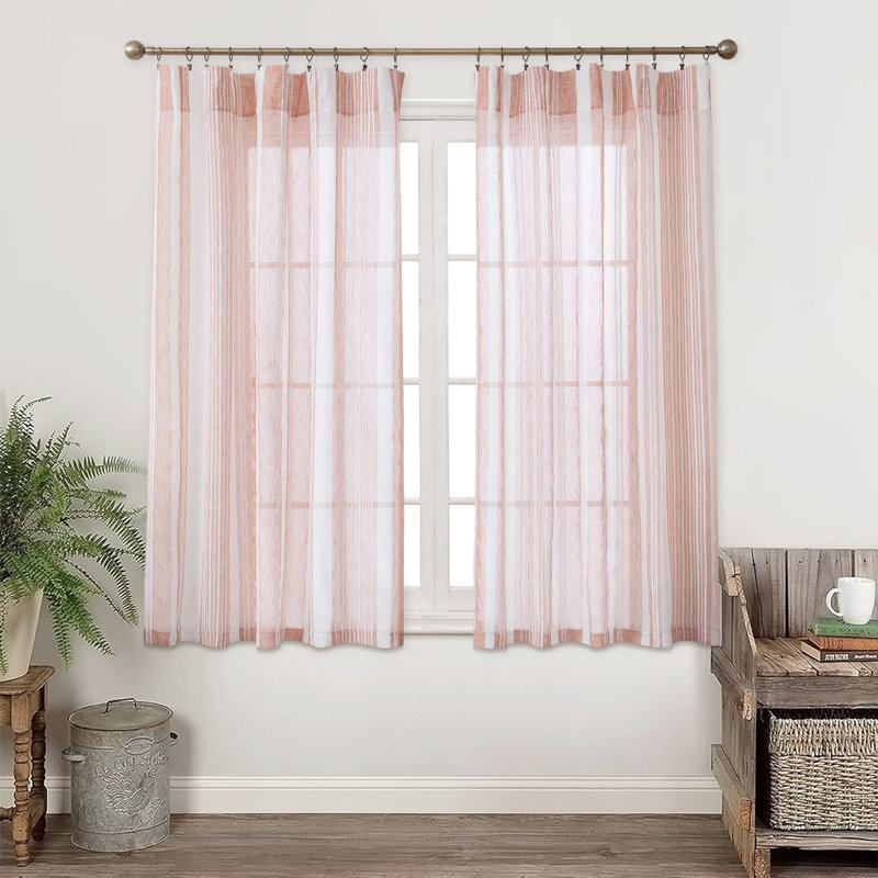 Paire de rideaux transparents avec passe-tringle Farmhouse, L 52 po x H 63 po, Rose