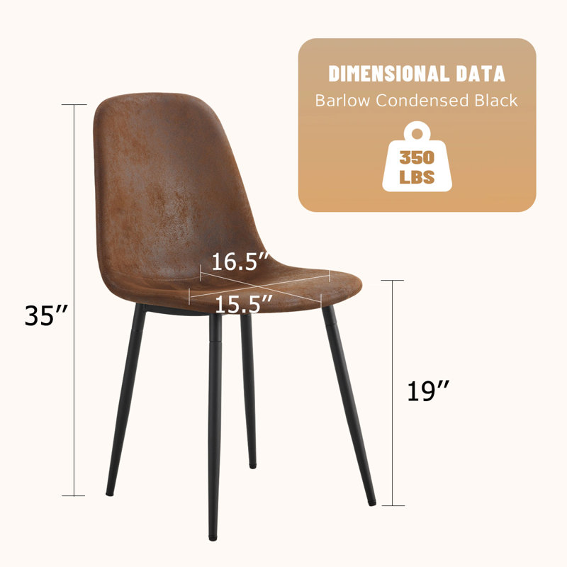 Upholstered Side Chairs With Metal Legs,Armless Dining Chair For Living Room,Kitchen,Dining Room, 4, Brown