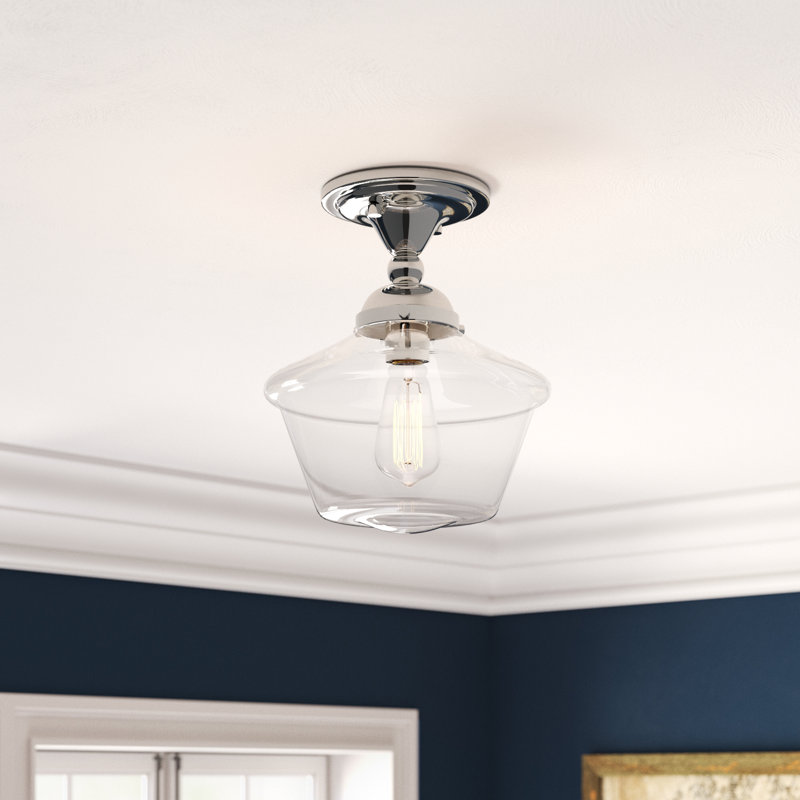 Lassell Glass Semi Flush Mount, Polished Nickel