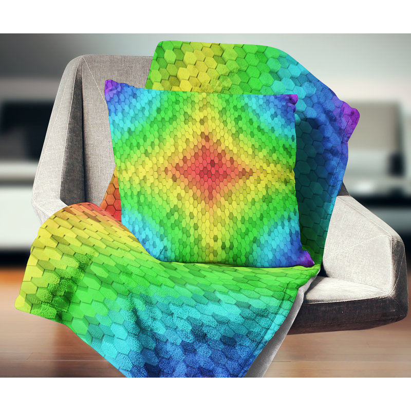 Colonnes hexagonales colorées - Coussin imprimé abstrait, 16 po x 1 po, Coussin décoratif