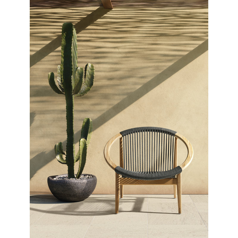 Frida Outdoor Lounge Chair, Black/Oak
