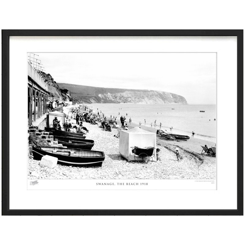 Swanage, The Beach 1918 by Francis Frith - Single Picture Frame Print, 28cm H x 36cm W x 2.3cm D