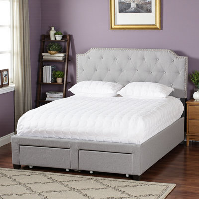 Courant Gray Fabric Upholstered Queen Storage Bed, 52.07'' H X 64.26'' W X 85.34'' L