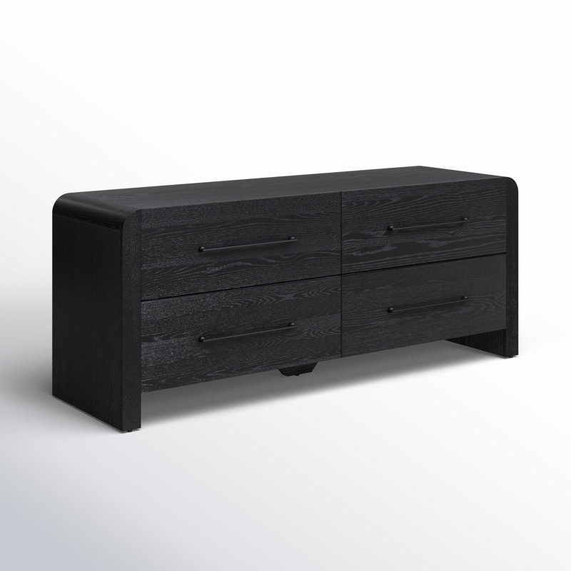 Cruz Wood 4 Drawer Dresser, Black