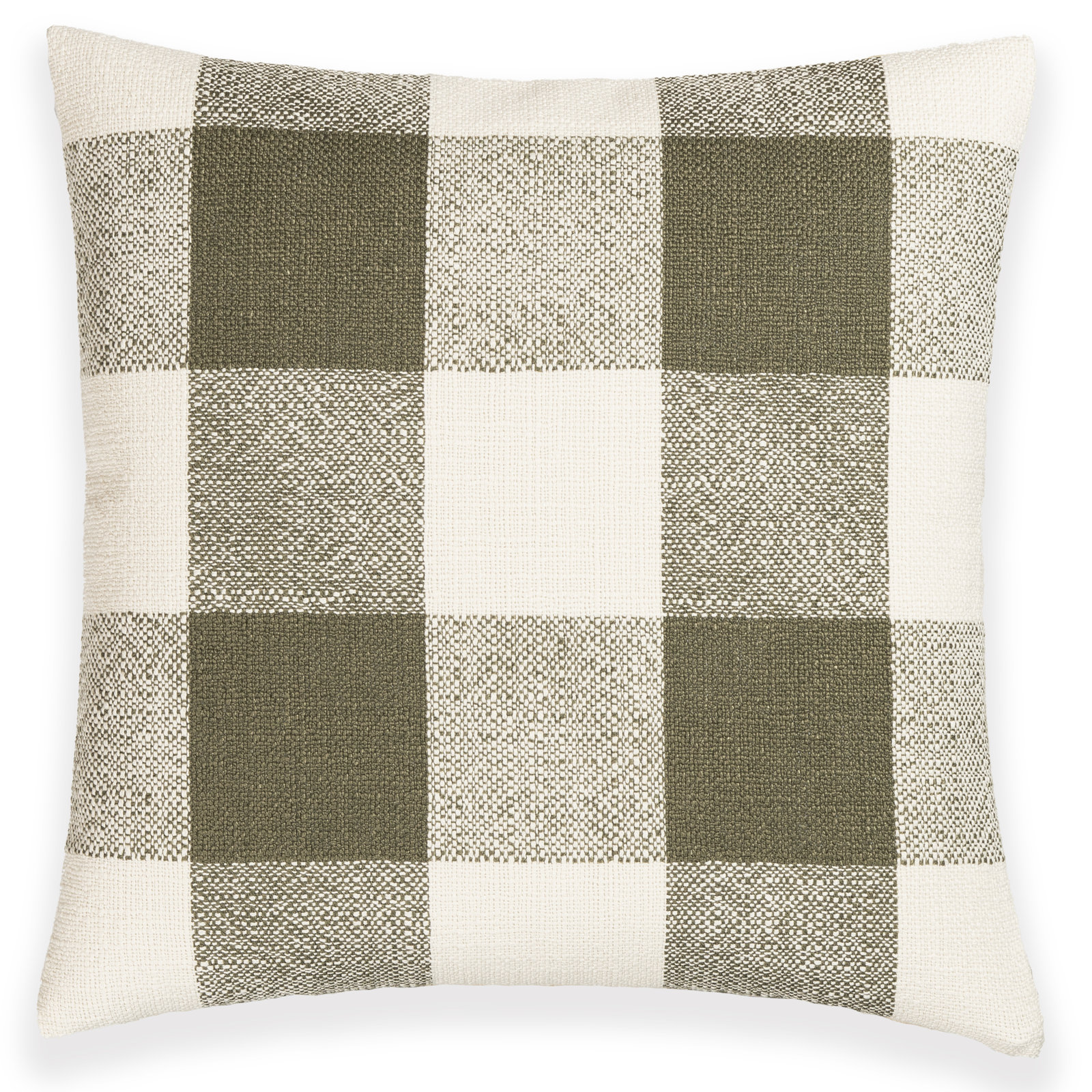Throw Pillow, Green Checkered, Feather, Square 20"