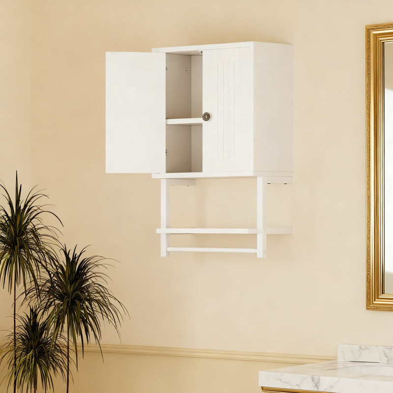 Pharmacie murale de style campagnard avec portes de grange, tablette de rangement et barre à serviettes pour la salle de bain, la cuisine et le salon