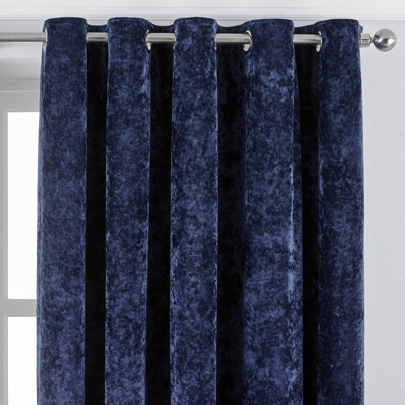 Elisha Crushed Velvet Thermal Eyelet Curtains, Width 229 x Drop 137cm, Emerald