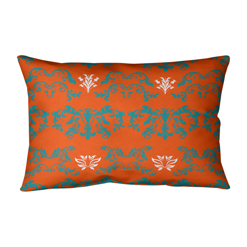 Housse de coussin rectangulaire Miami Football Baroque, Coton sergé, Turquoise / orange / blanc