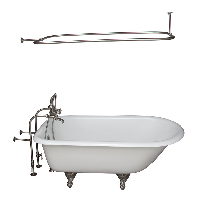 54'' x 30'' Soaking Cast Iron Bathtub, Satin Nickel