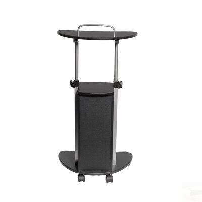 Sit-to-Stand Rolling Adjustable Height Laptop Cart with Storage, Graphite, for Ergonomic Work and Study