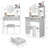 17" Round Led Dressing Table And Stool , 3 - Color Adjustable Brightness Mirror, Large Desktop, High Capacity Storage, Compact, Small Areas, White Vanity , Brightness, Soft Stool, Multi Layer