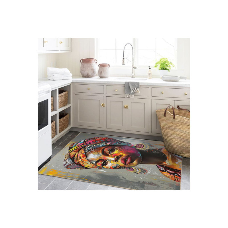 Tapis décoratif lavable à la machine multicolore, Tapis de couloir 3 pi 3 po x 6 pi 7 po
