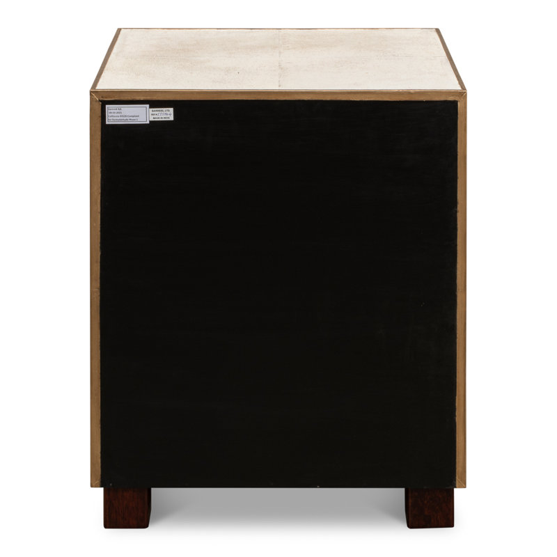 Shagreen 3 - Drawer Solid Wood Nightstand, Osprey White