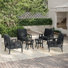 Teak Outdoor Four-person Conversation Set With Cushion And Two Side Tables