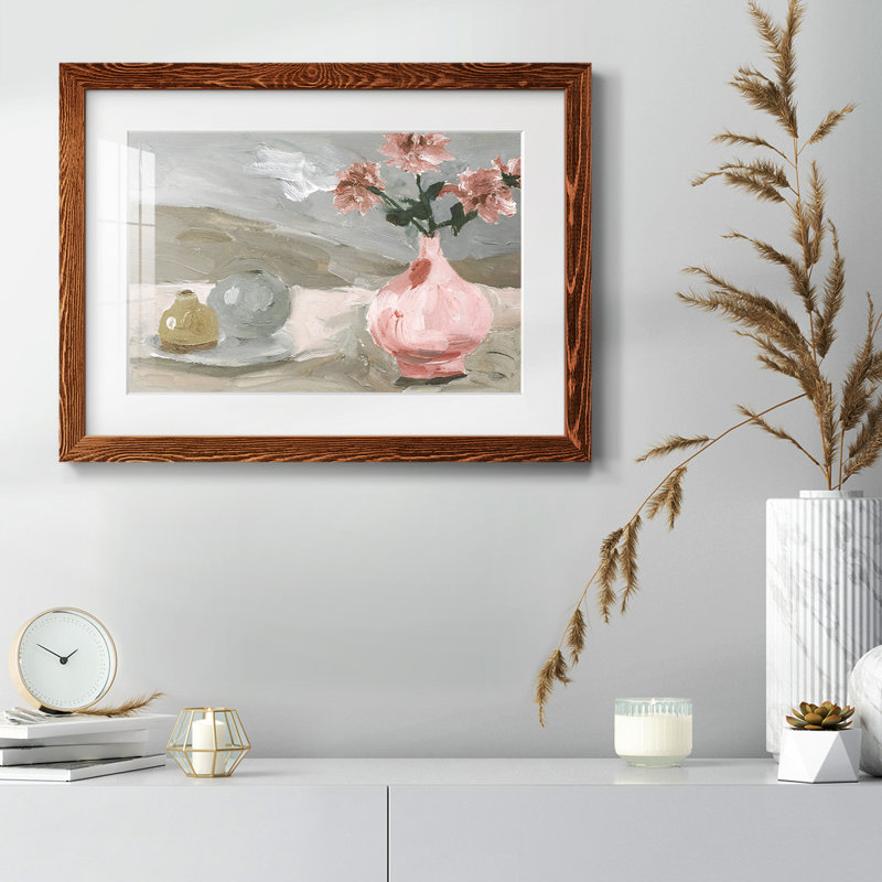 Vase de fleurs roses VI - impression, Érable, H 28 po x l 42 po x P 1,5 po