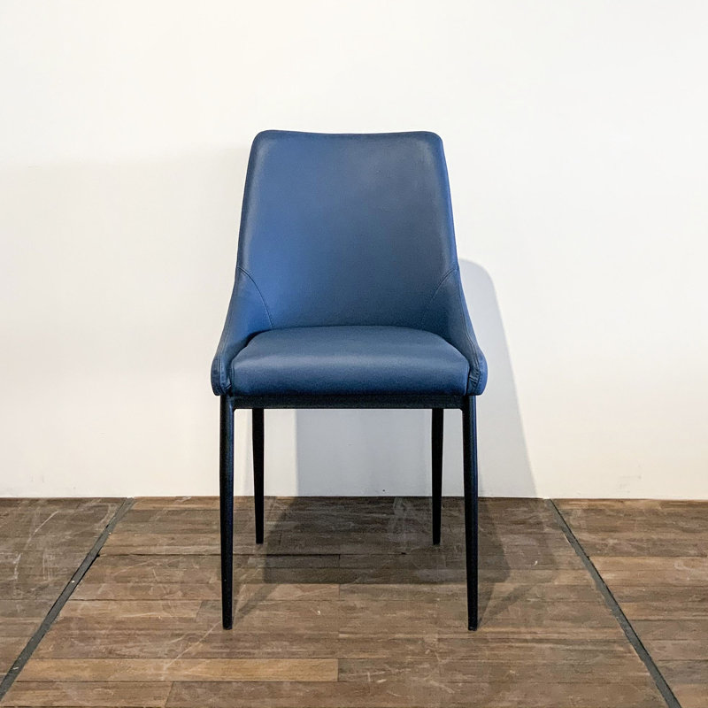 Chaise rembourrée en cuir véritable Ibbe, Bleu