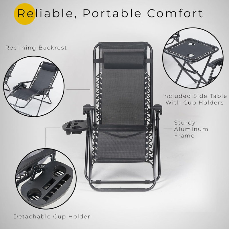 Tammeka Folding Recliner Chair, Black