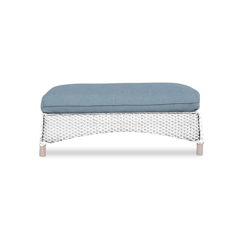 Mandalay Outdoor Ottoman, White, Rollo Linen