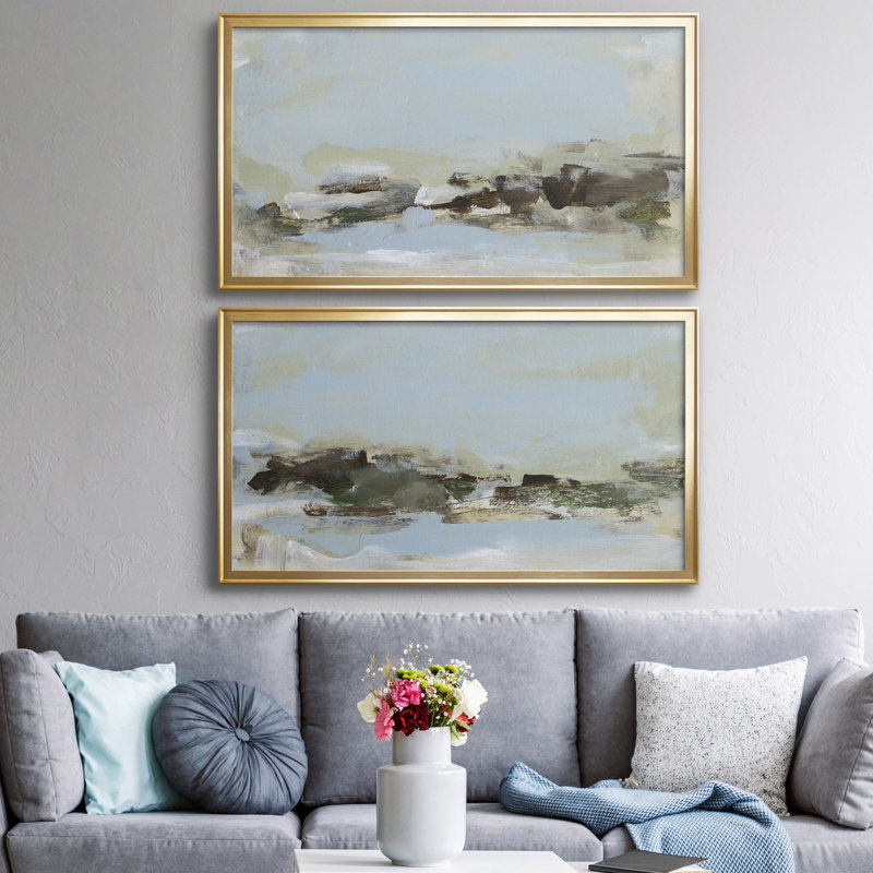 Summer Dream I - Ensemble de 2 peintures sur toiles encadrées, Cadre doré, H 21 po x l 18,5 po x P 1 po
