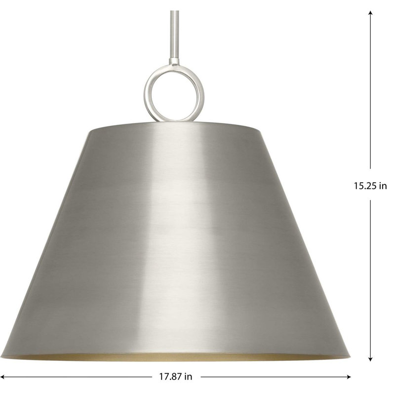 Elda - Light Single Pendant, Brushed Nickel, 15.25" H x 17.87" W x 17.87" D