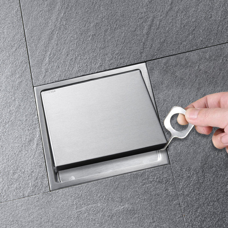 Drain de douche à carreler, Nickel brossé