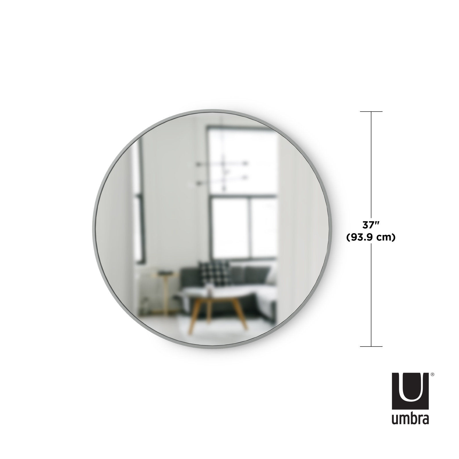 Hub Rubber Round Mirror, 37'' x 37'', White