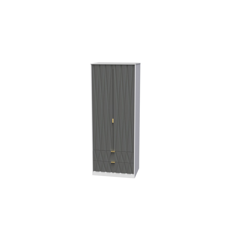 Fully Assembled Efka Diamond Wardrobe, Grey Matt Veneer