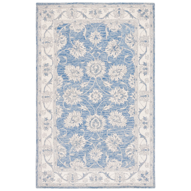 Tapis oriental en laine et coton touffeté à la main Vallelunga, Rectangle 6 pi x 9 pi