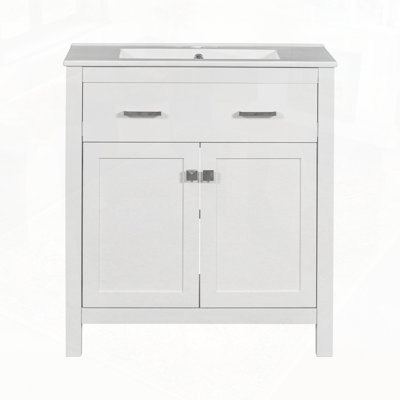 Meuble-lavabo de salle de bain avec lavabo en céramique