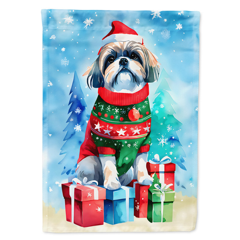 Drapeau de Noël Shih Tzu, H 15,5 po x l 11,25 po