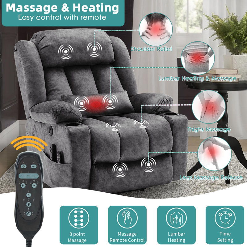 Fauteuil inclinable électrique et surdimensionné à deux moteurs Latitude Run, Gris