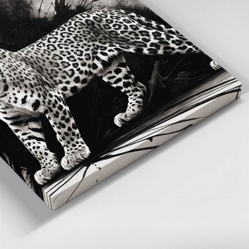 «Big Cats», art léopard sur toile gris, H 24 po x l 36 po