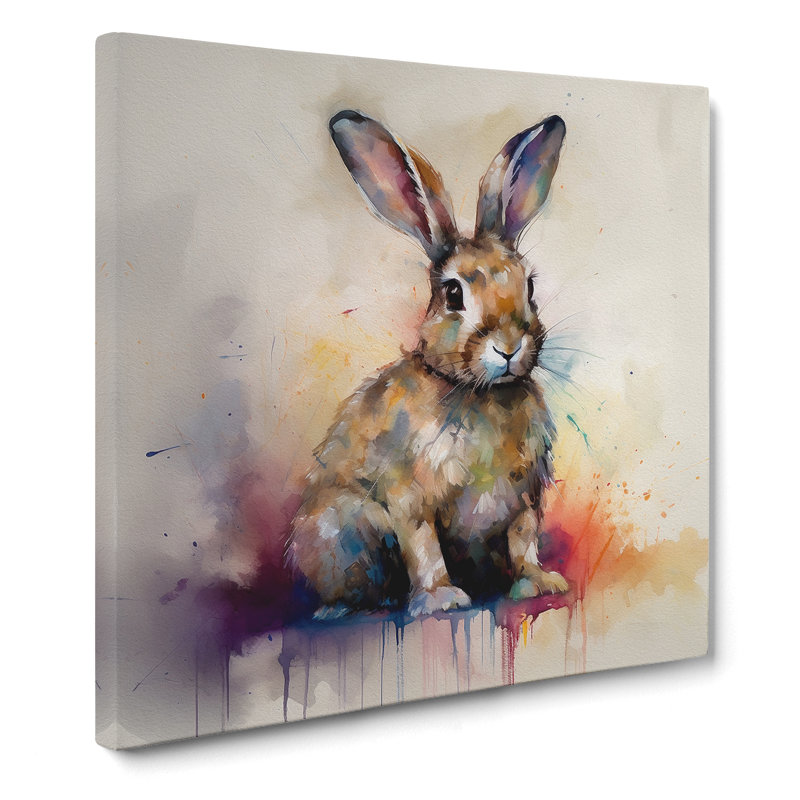 Rabbit Gestural No.2 - Wrapped Canvas, 50cm H x 50cm W x 3cm D