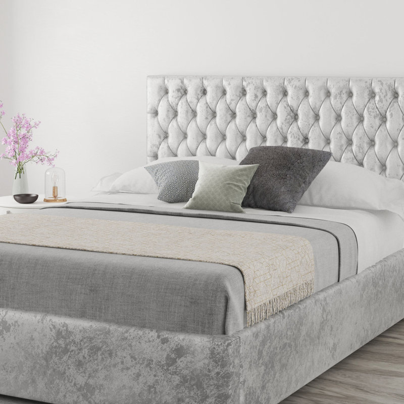 Upholstered Headboard, Super King (6'), Velvet Silver