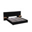Très grand lit plateforme tapissier hydraulique en velours avec 2 tablettes, 2 lampes de lecture et port USB, noir-130161494