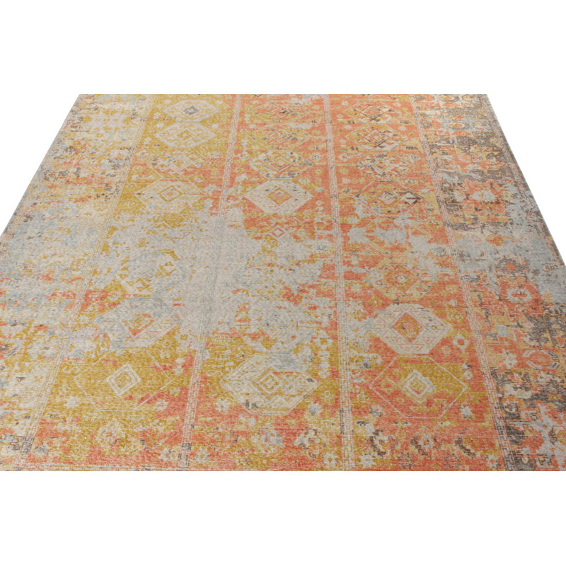 Distressed Homage Hand Knotted Wool Geometric Area Rug, Rectangle 8' x 10'