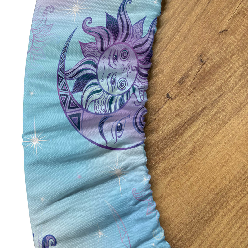 Winston Porter Esoteric Fitted Round Tablecloth Pale Blue Lavender Blue, 64.17" Round