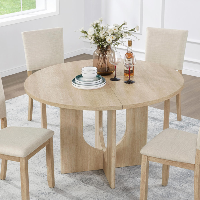 Table de salle à manger moderne pour 4 personnes, table de salle à manger ronde 47,3 pouces pour cuisine, salle à manger, salon, chêne clair