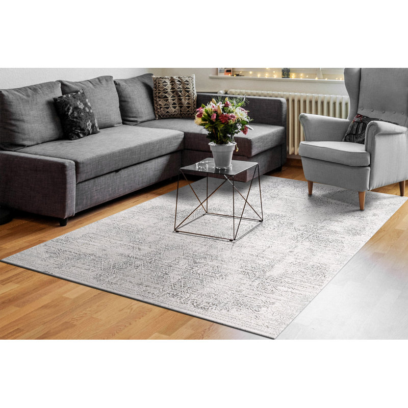 Tapis abstrait ivoire, Tapis de couloir 2 pi 3 po x 7 pi 7 po