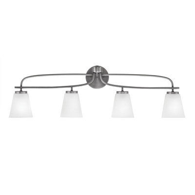 Cavella 4 Light Bath Bar Shown With 4.5" White Muslin Glass