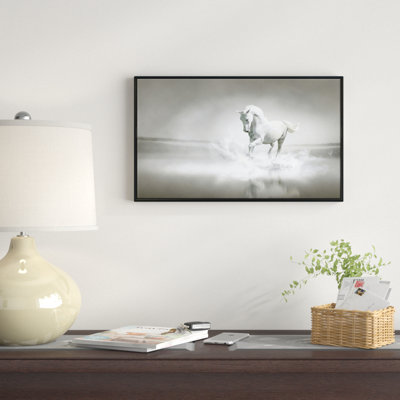 «White Horse Courir dans l'eau», reproduction d'impression sur toile tendue
